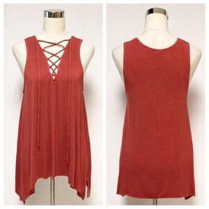 AE Soft & Sexy Lace Up Front Tank Sz M